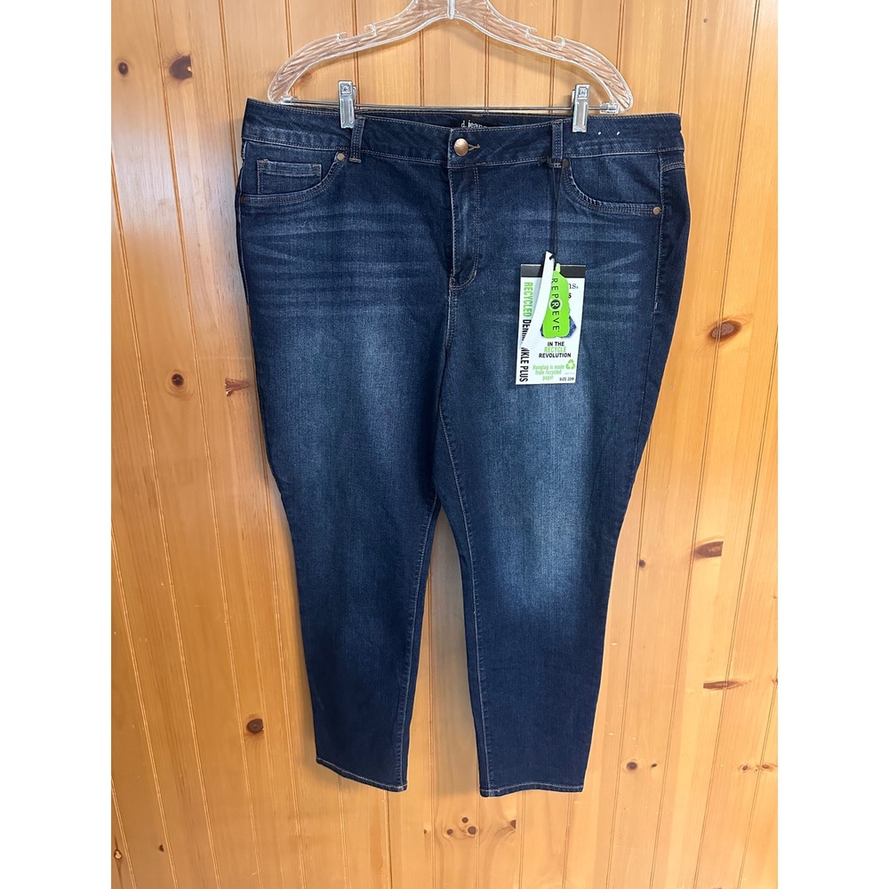 d.jeans Plus 20W Recycled Denim Ankle Jeans Classic Casual Dark Janet Blue NWT